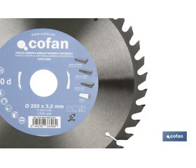 DISCO DE SIERRA INGLETADORA PARA MADERA Ø250 X 3,2 X 30 MM, 40 DIENTES