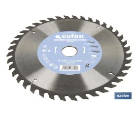 DISCO DE SIERRA INGLETADORA PARA MADERA Ø250 X 3,2 X 30 MM, 40 DIENTES
