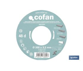 DISCO DE SIERRA INGLETADORA PARA MADERA CON INSERTOS DE METAL DURO Ø200 X 3,2 X 30 MM, 48 DIENTES