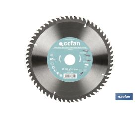 DISCO DE SIERRA INGLETADORA PARA MADERA CON INSERTOS DE METAL DURO Ø250 X 3,2 X 30 MM, 60 DIENTES