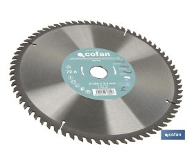 DISCO DE SIERRA INGLETADORA PARA MADERA CON INSERTOS DE METAL DURO Ø300 X 3,2 X 30 MM, 72 DIENTES