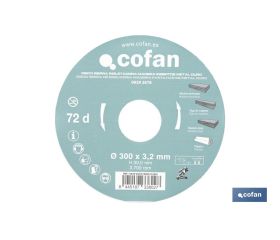 DISCO DE SIERRA INGLETADORA PARA MADERA CON INSERTOS DE METAL DURO Ø300 X 3,2 X 30 MM, 72 DIENTES