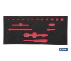 Separador de espuma| Para 1/3 cajón del carro de herramientas cofan | Para carracas y vasos de 1/4