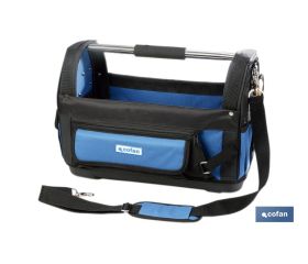 Bolsa de herramientas abierta con bolsillos interiores y exteriores | Carga máxima de 20 kg