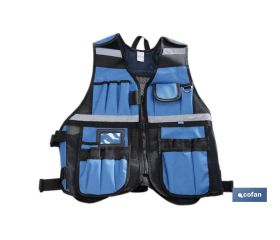 Chaleco portaherramientas multibolsillos ajustable con bandas reflectantes