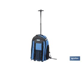 Mochila portaherramientas con múltiples bolsillos, ruedas y barra extensible | Peso de carga máximo de 20 kg | Medidas: 35 x 20 x 50 cm