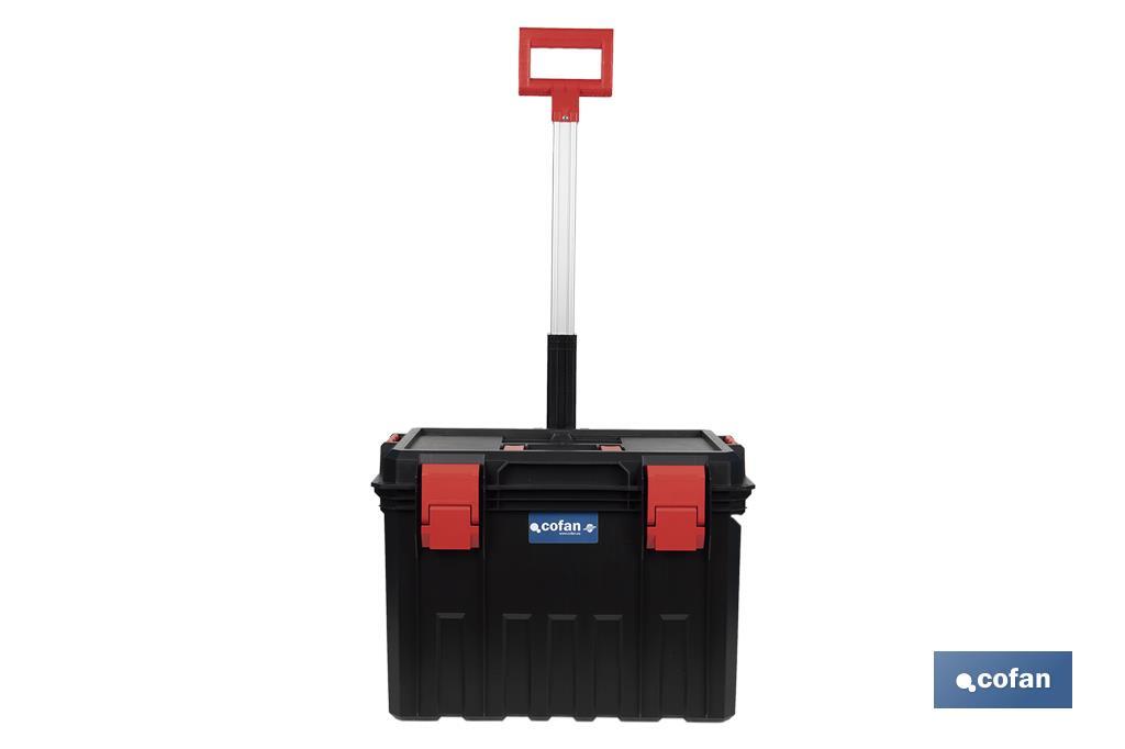CAJA DE HERRAMIENTAS HEAVY DUTY CON ASA TELESCÓPICA Y RUEDAS 530 x 355 x 390 MM