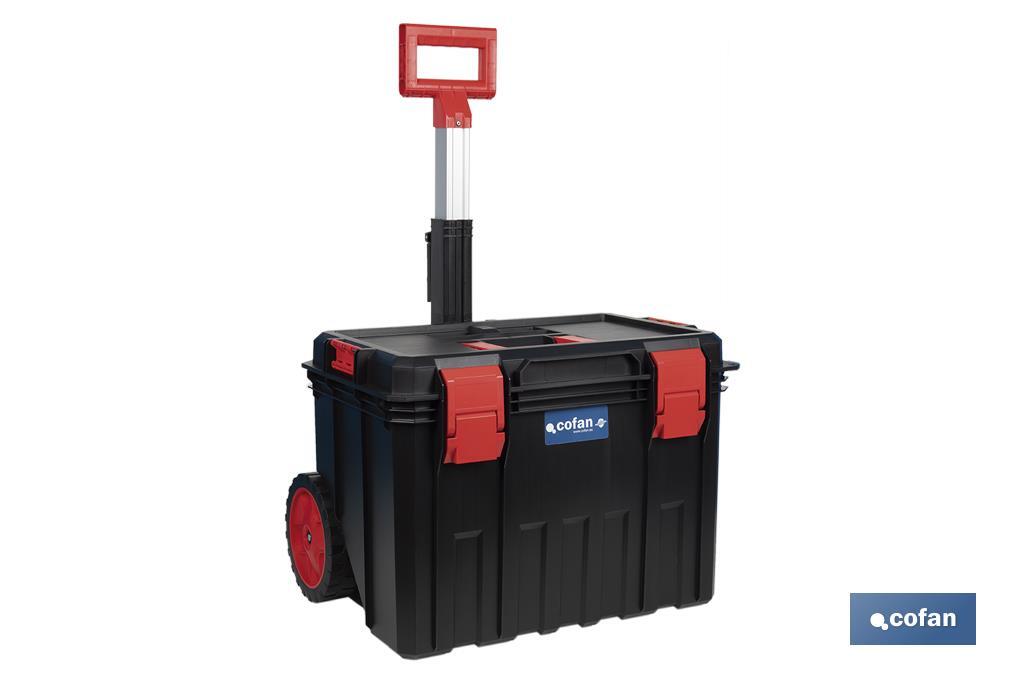 CAJA DE HERRAMIENTAS HEAVY DUTY CON ASA TELESCÓPICA Y RUEDAS 530 x 355 x 390 MM