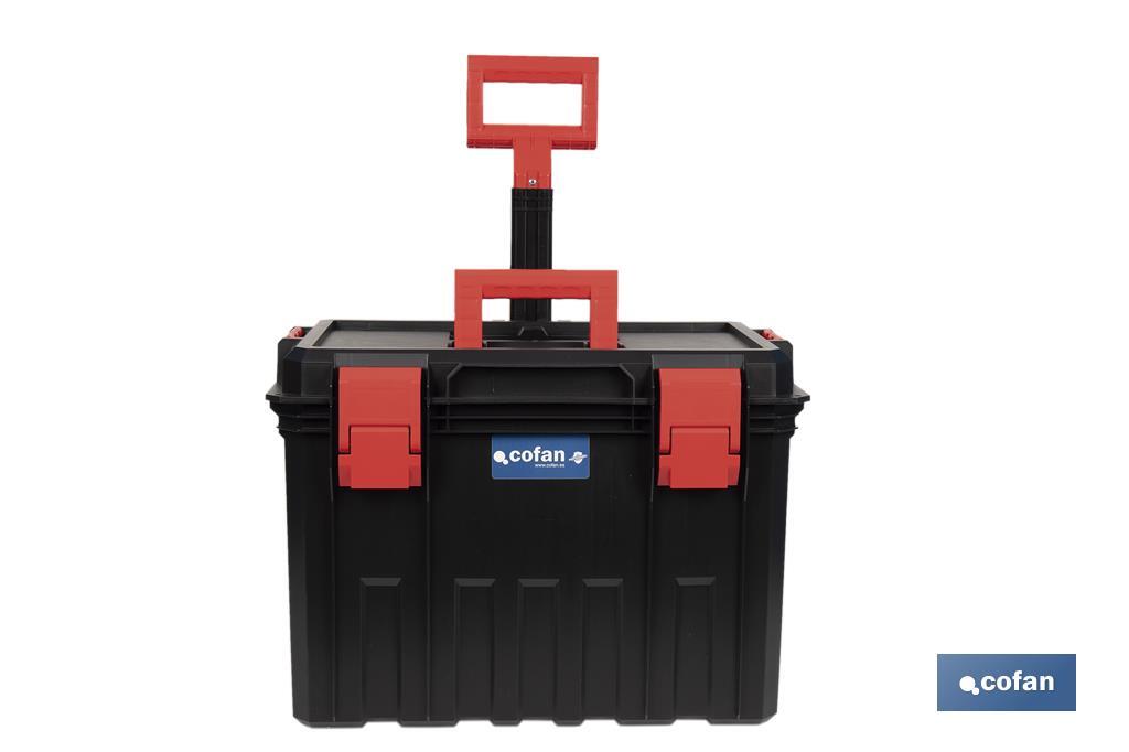 CAJA DE HERRAMIENTAS HEAVY DUTY CON ASA TELESCÓPICA Y RUEDAS 530 x 355 x 390 MM