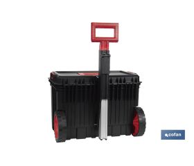 CAJA DE HERRAMIENTAS HEAVY DUTY CON ASA TELESCÓPICA Y RUEDAS 530 x 355 x 390 MM