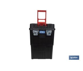 CAJA DE HERRAMIENTAS COMPACT CON DOBLE ASA Y RUEDAS 450 X 360 X 640 MM