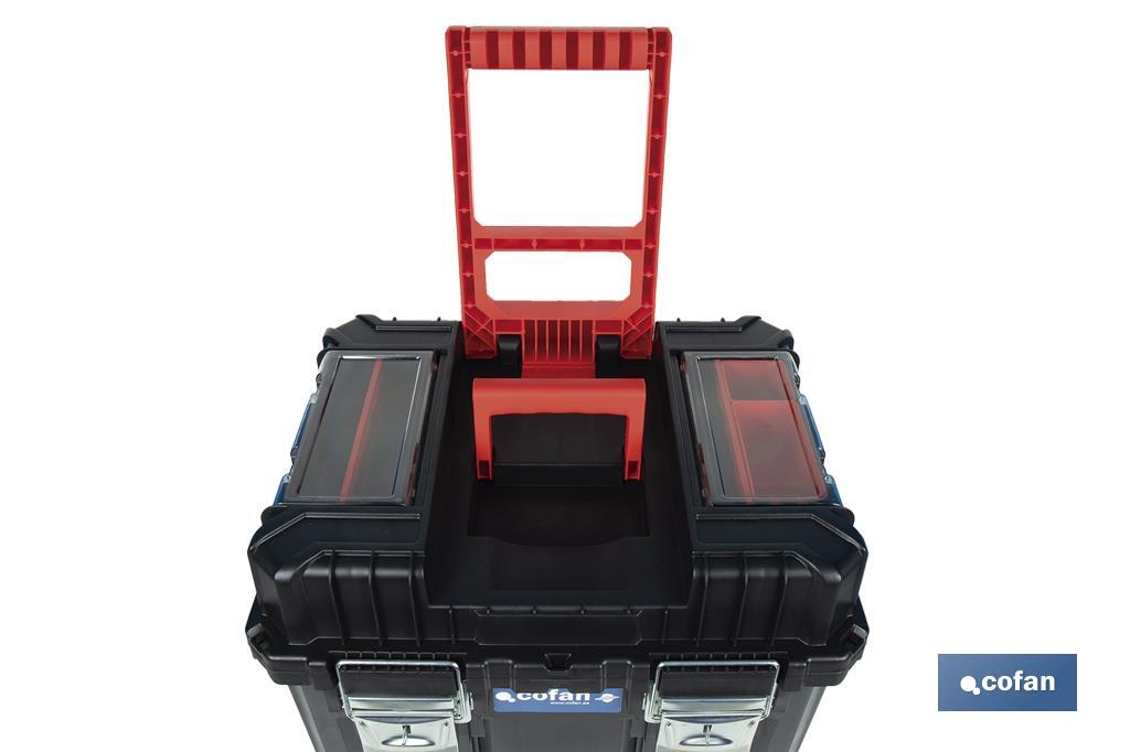 CAJA DE HERRAMIENTAS COMPACT CON DOBLE ASA Y RUEDAS 450 X 360 X 640 MM