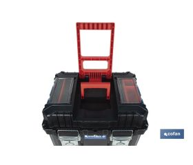 CAJA DE HERRAMIENTAS COMPACT CON DOBLE ASA Y RUEDAS 450 X 360 X 640 MM