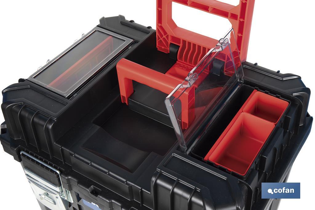 CAJA DE HERRAMIENTAS COMPACT CON DOBLE ASA Y RUEDAS 450 X 360 X 640 MM