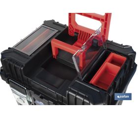 CAJA DE HERRAMIENTAS COMPACT CON DOBLE ASA Y RUEDAS 450 X 360 X 640 MM
