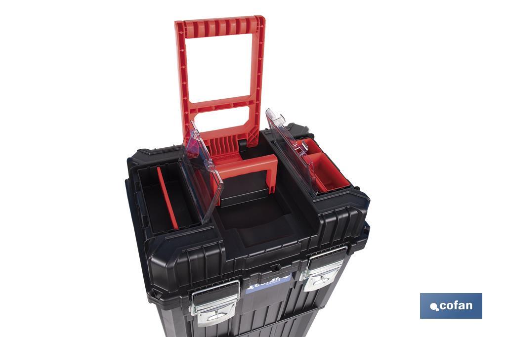 CAJA DE HERRAMIENTAS COMPACT CON DOBLE ASA Y RUEDAS 450 X 360 X 640 MM