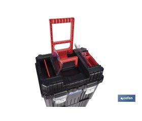 CAJA DE HERRAMIENTAS COMPACT CON DOBLE ASA Y RUEDAS 450 X 360 X 640 MM