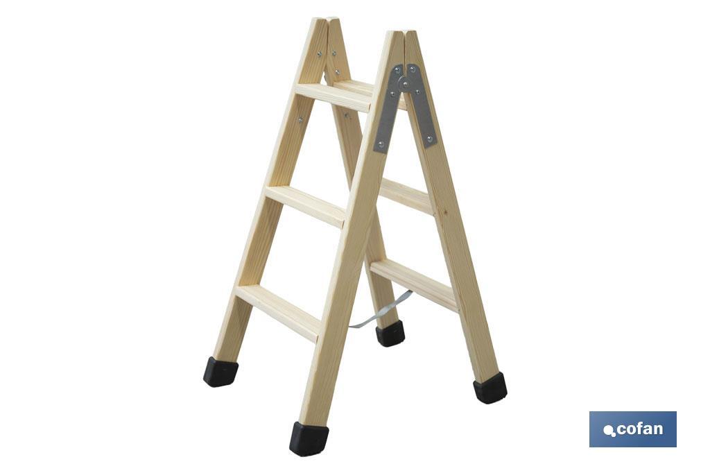 ESCALERA MADERA DOBLE 3 PELDAÑOS 0,75 M