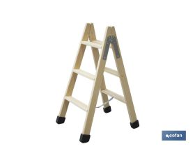 ESCALERA MADERA DOBLE 3 PELDAÑOS 0,75 M