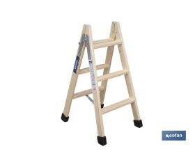 ESCALERA MADERA DOBLE 3 PELDAÑOS 0,75 M