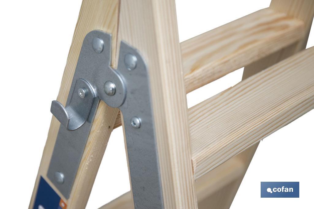 ESCALERA MADERA DOBLE 3 PELDAÑOS 0,75 M