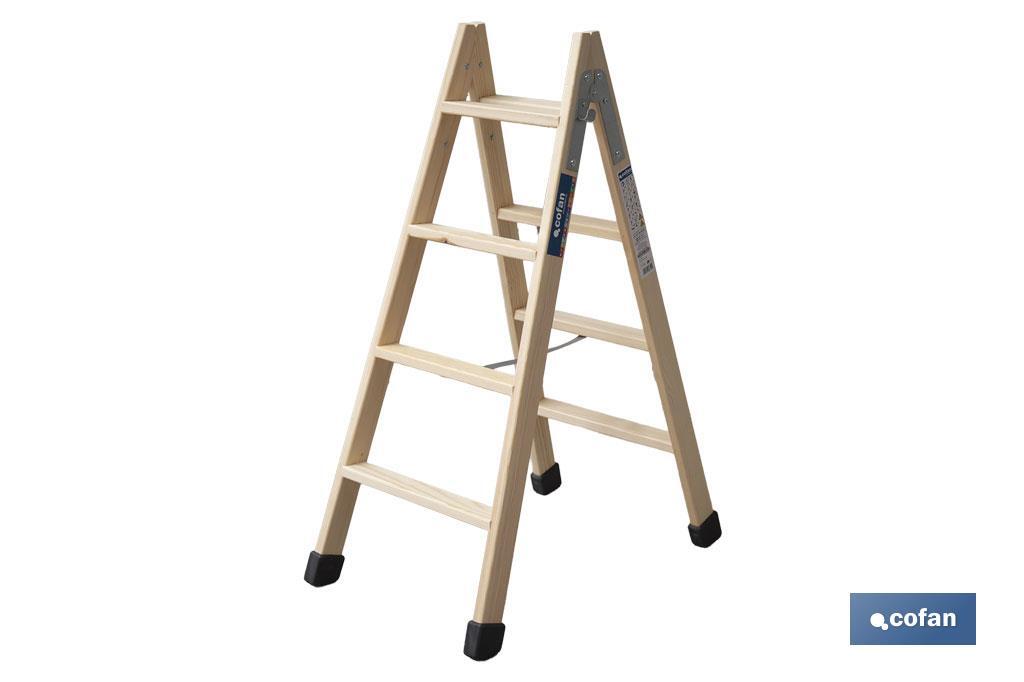 ESCALERA MADERA DOBLE 4 PELDAÑOS 1,00 M