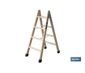 ESCALERA MADERA DOBLE 4 PELDAÑOS 1,00 M