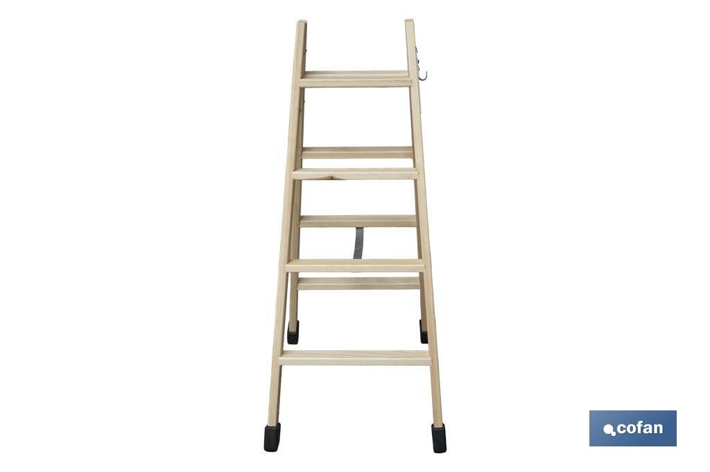 ESCALERA MADERA DOBLE 4 PELDAÑOS 1,00 M