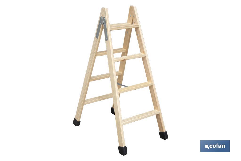 ESCALERA MADERA DOBLE 4 PELDAÑOS 1,00 M