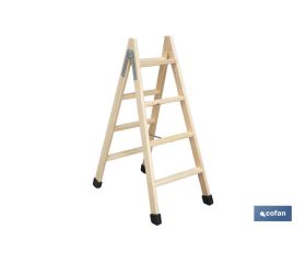 ESCALERA MADERA DOBLE 4 PELDAÑOS 1,00 M