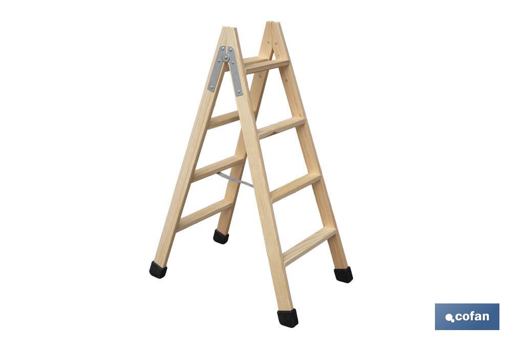 ESCALERA MADERA DOBLE 4 PELDAÑOS 1,00 M