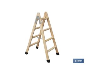 ESCALERA MADERA DOBLE 4 PELDAÑOS 1,00 M