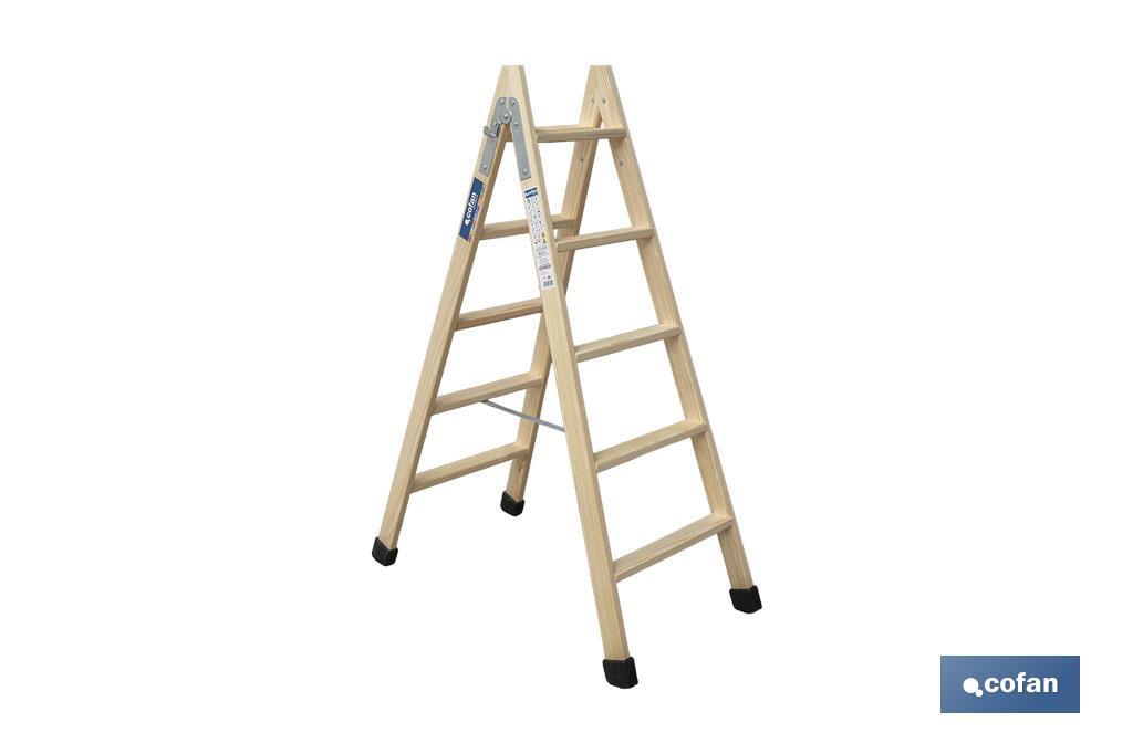 ESCALERA MADERA DOBLE 5 PELDAÑOS 1,25 M