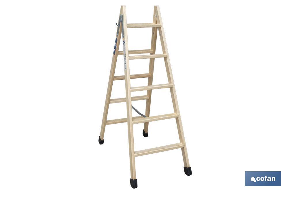 ESCALERA MADERA DOBLE 5 PELDAÑOS 1,25 M