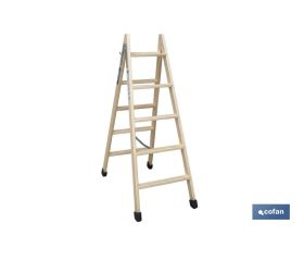 ESCALERA MADERA DOBLE 5 PELDAÑOS 1,25 M