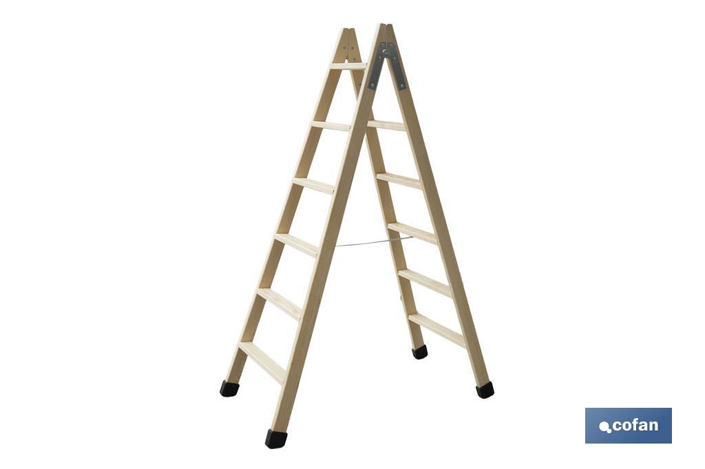 ESCALERA MADERA DOBLE 6 PELDAÑOS 1,50 M