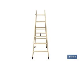 ESCALERA MADERA DOBLE 6 PELDAÑOS 1,50 M