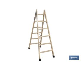 ESCALERA MADERA DOBLE 6 PELDAÑOS 1,50 M