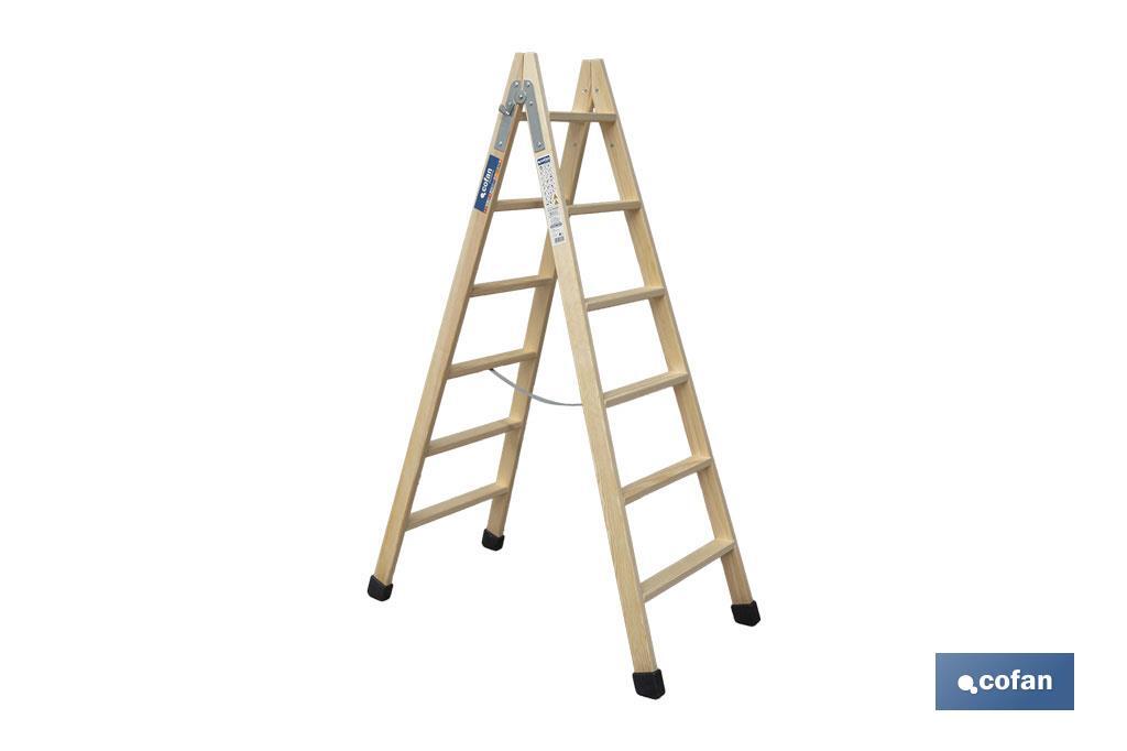 ESCALERA MADERA DOBLE 6 PELDAÑOS 1,50 M