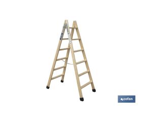 ESCALERA MADERA DOBLE 6 PELDAÑOS 1,50 M