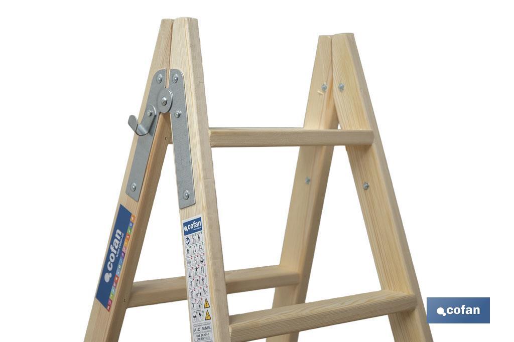 ESCALERA MADERA DOBLE 6 PELDAÑOS 1,50 M