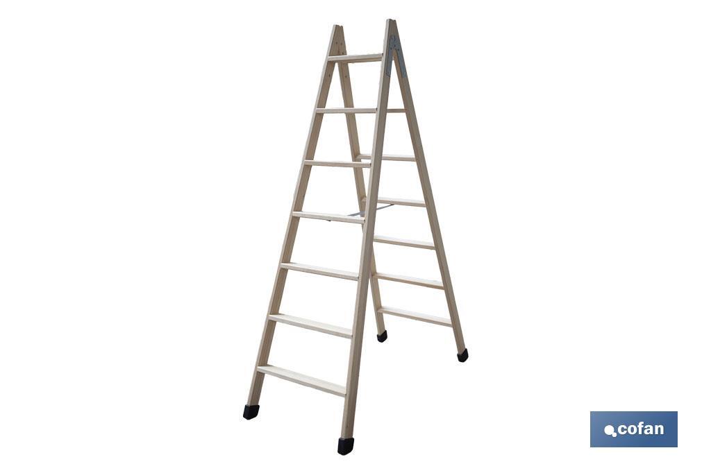 ESCALERA MADERA DOBLE 7 PELDAÑOS 1,75 M