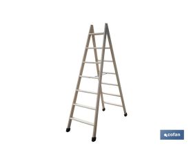 ESCALERA MADERA DOBLE 7 PELDAÑOS 1,75 M