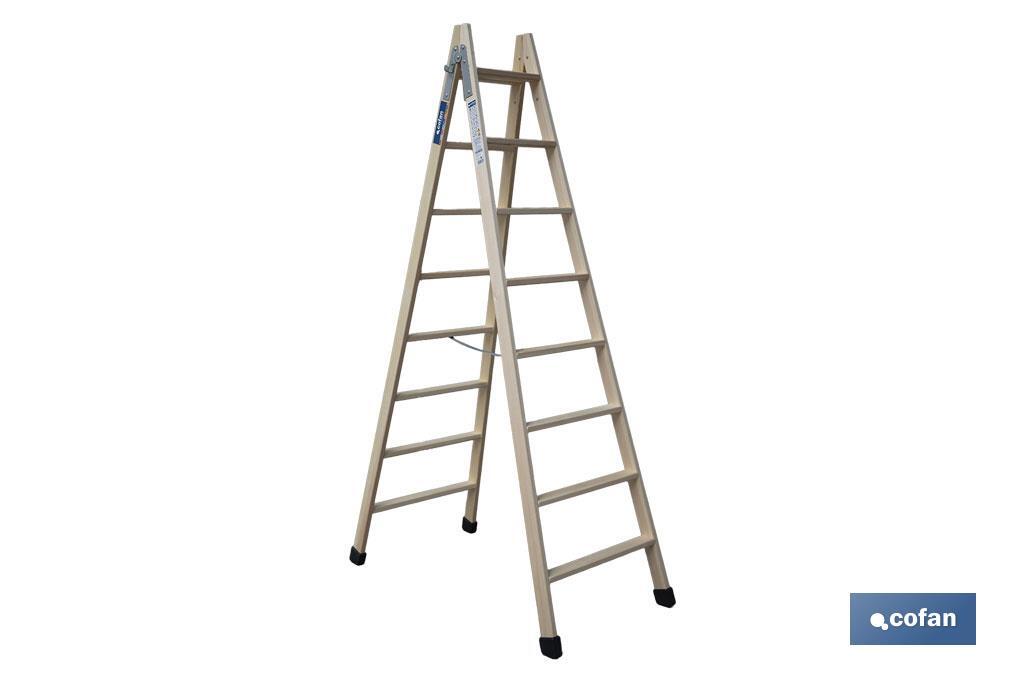 ESCALERA MADERA DOBLE 8 PELDAÑOS 2,00 M