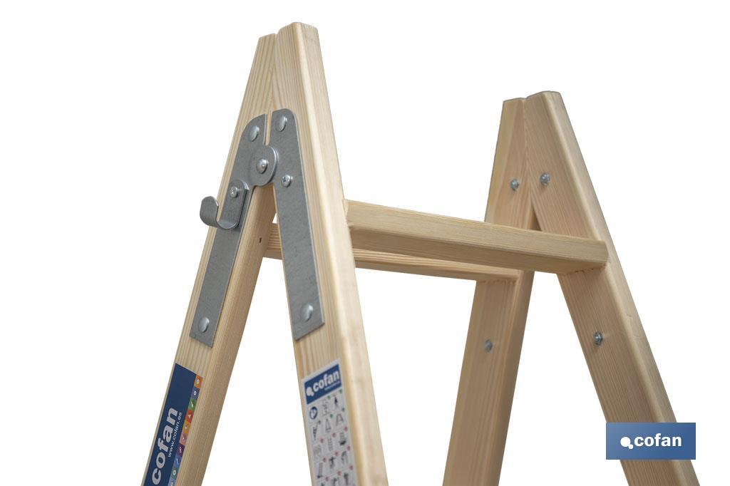 ESCALERA MADERA DOBLE 8 PELDAÑOS 2,00 M