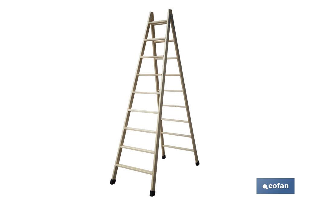 ESCALERA MADERA DOBLE 9 PELDAÑOS 2,40 M