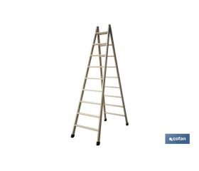 ESCALERA MADERA DOBLE 9 PELDAÑOS 2,40 M