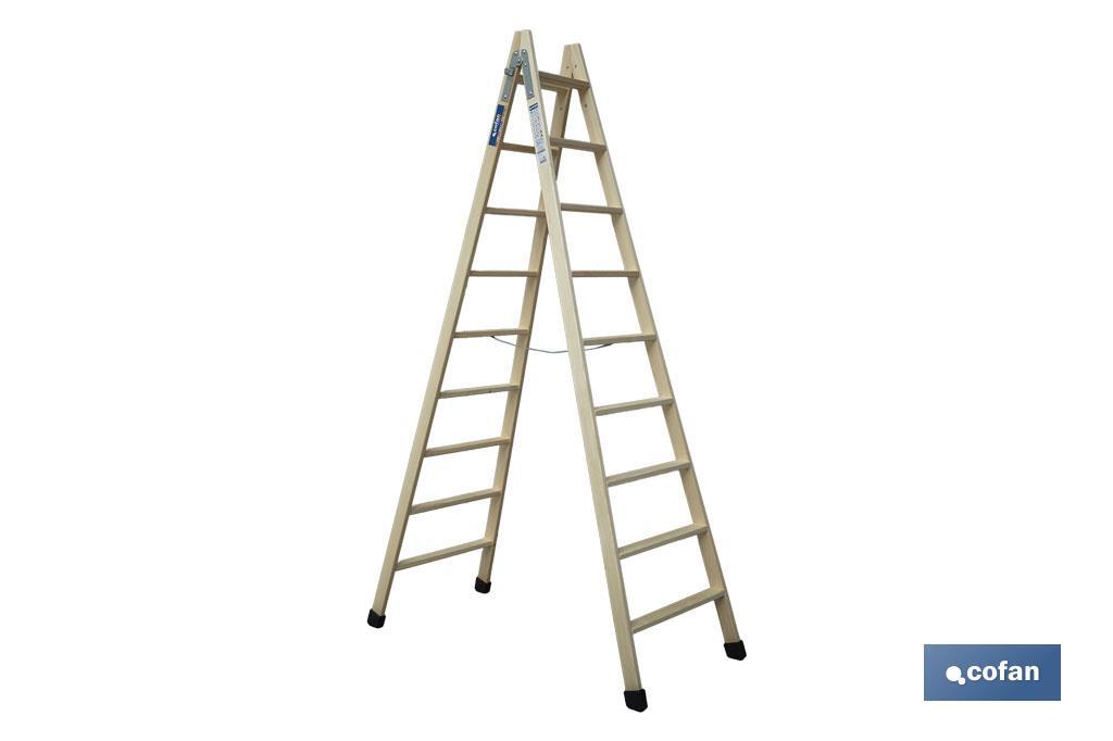 ESCALERA MADERA DOBLE 9 PELDAÑOS 2,40 M