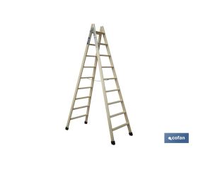 ESCALERA MADERA DOBLE 9 PELDAÑOS 2,40 M