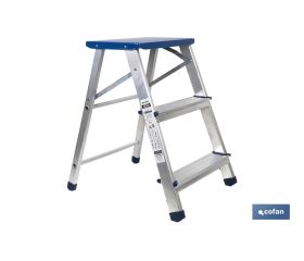 Taburete plegable de 3 peldaños | Material: aluminio | Carga máxima de 150 kilos